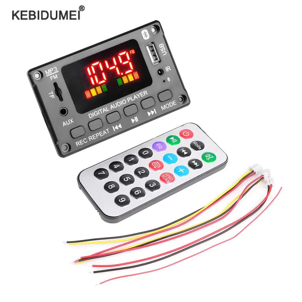 Wireless MP3 Module 12V Hands-free MP3 Decoder Board Bluetooth 5.0 Car USB Player USB FM Aux Radio Speaker