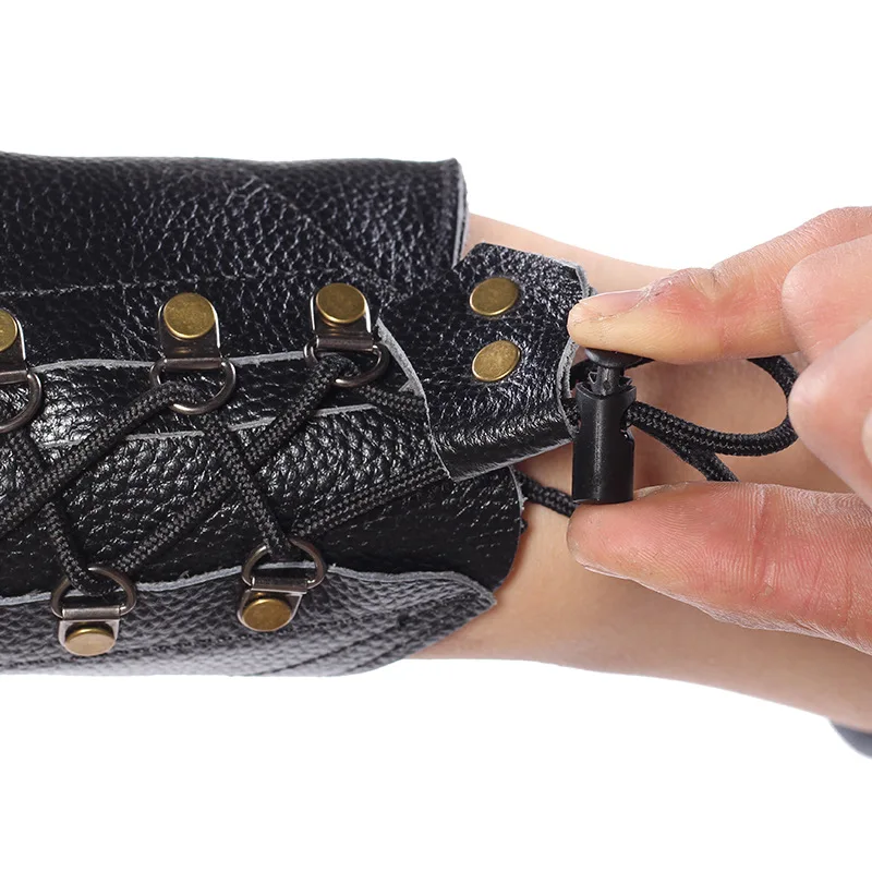 1PC Archery Arm Guard Leather Armguard with Finger Archery Protection Equipment With Handguard Top Cowhide Arm Guard