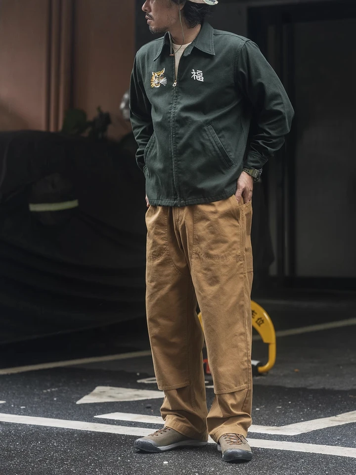 Non Stock Fox Embroidery Vietnam Souvenir Tour Jacket Mens Turn