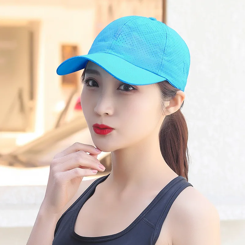 Wholesale Men Women Summer Baseball Cap Quick Drying Hats Unisex Breathable Sport Pure Color Snapback Hat Men Golf Trucker Hat 4