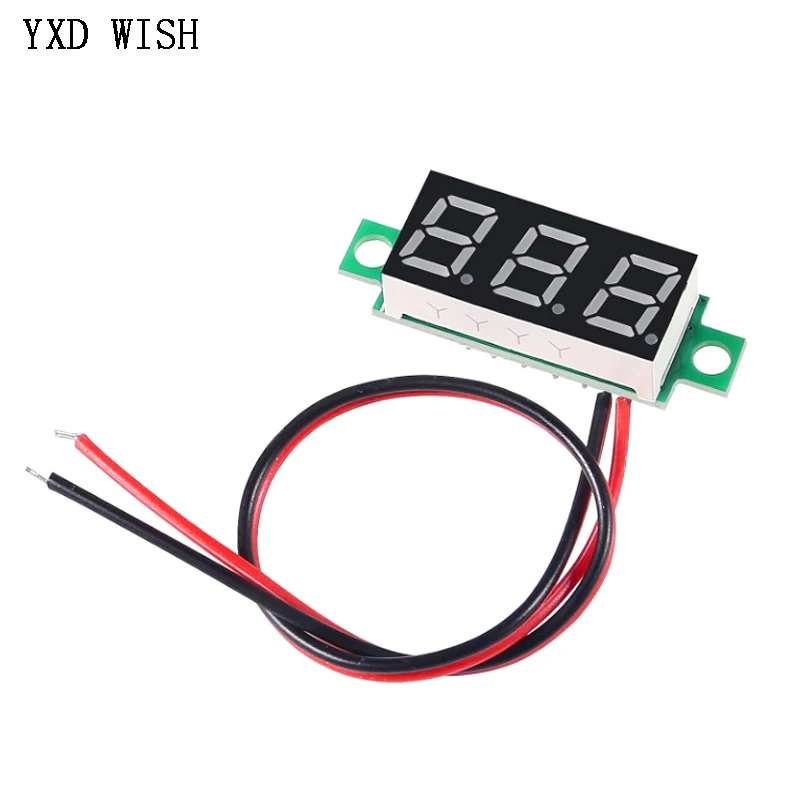 10pcs 0.56 인치 2선 LED 디스플레이 패널 전압계 미니 레드 그린 블루 디지털 DC 4.5V-30V 전압계