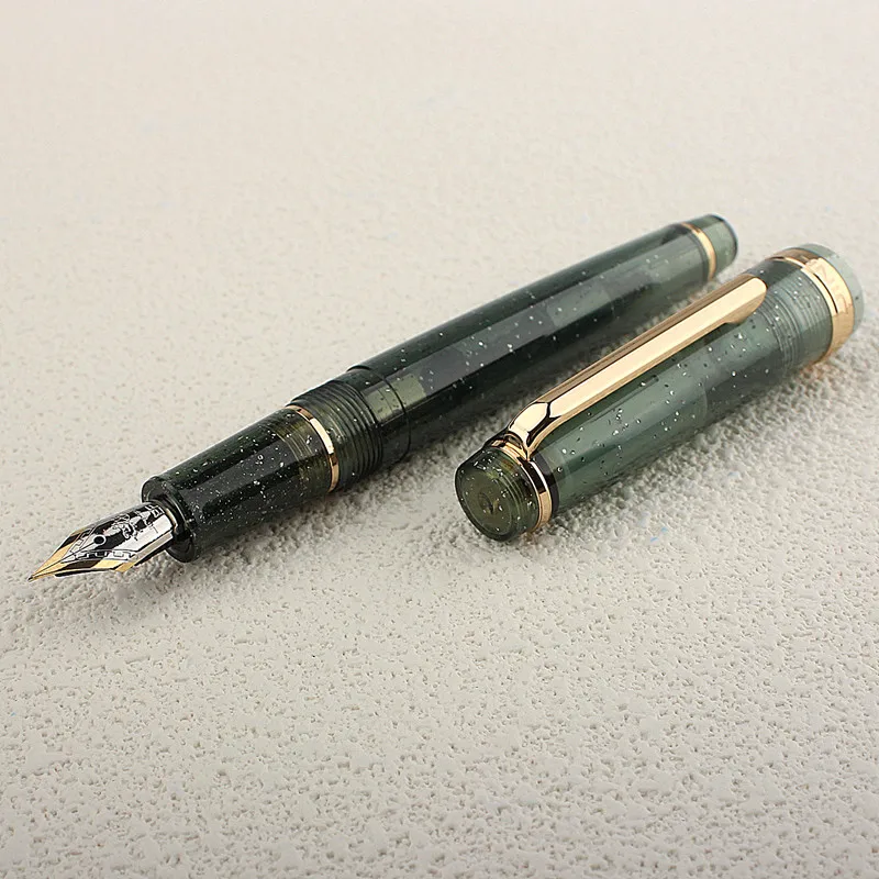 

Jinhao 82 Fountain Pen Customized Fluorescent Green Acrylic EF/F/M/Bent Nib Golden Trim with Converter Writing Pen