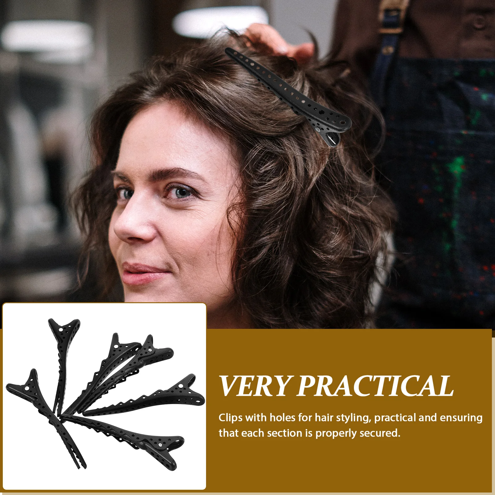 6 Pcs Hair Pins Care Auxiliary Tools Sectioning Clips Major Barber Salon Accessories Black Stylist Bill