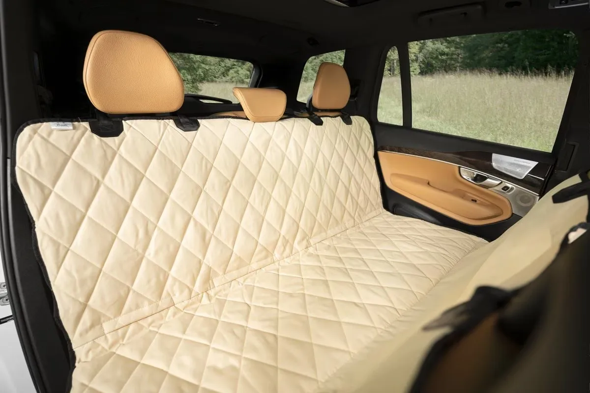 Luxury Beige Pet Dog Car Seat Cover for Back Waterproof Protector