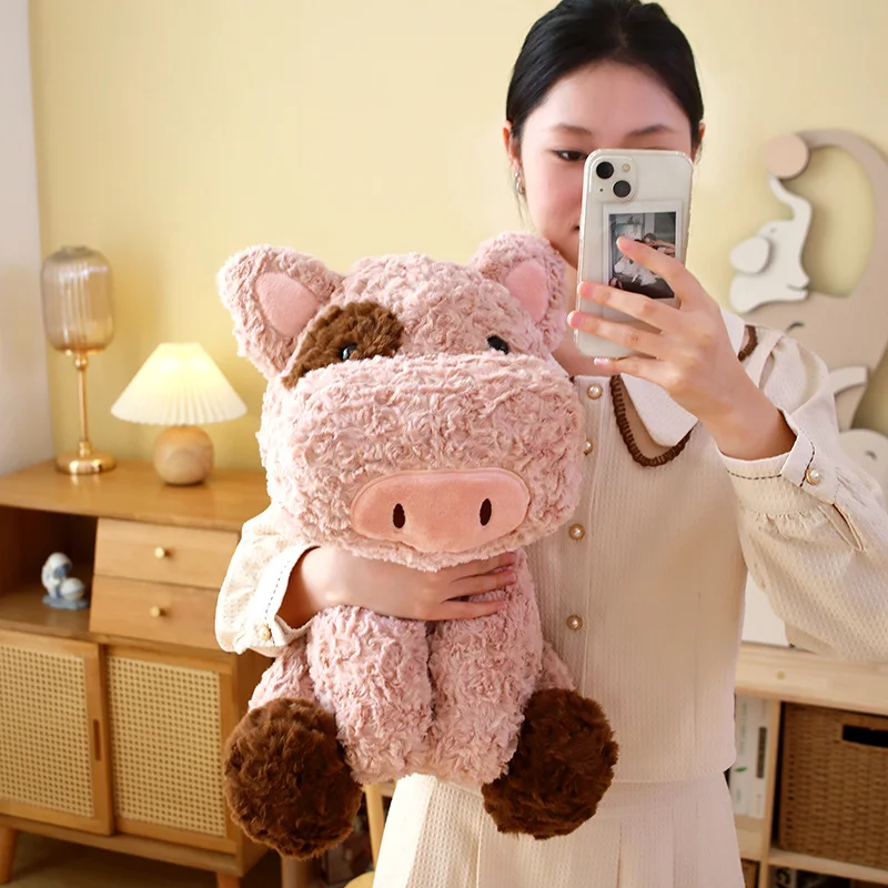 Simulation Cute Milk Cow Plush Toys Cartoon Stuffed Animals Cattle Adorable Spotted Pig Plushie Doll Sofa Pillow for Girls Gifts toy car adorable truck plastic excavator construction vehicle kids plaything model small girls