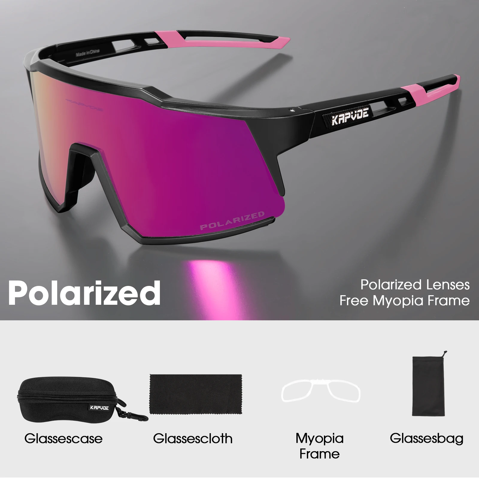 KAPVOE - Fotochrome fietslunette voor heren, TR90 mountainbike-lunette, looplunette, dames, zonnebril, sport, straatbril, zonnebril, racesport 01
