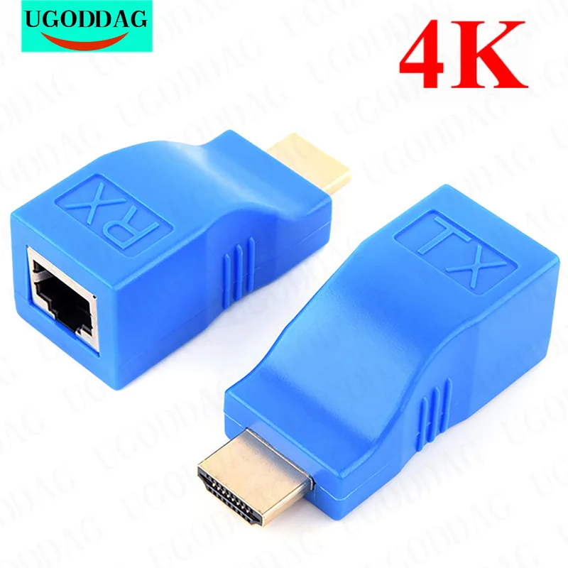 Estensione Extender Compatibile Hdmi 4K Fino A 30M Su Cavo Ethernet Lan Cat5E 6 Utp Porte Rj45 Connettore Per Computer Di Rete Lan
