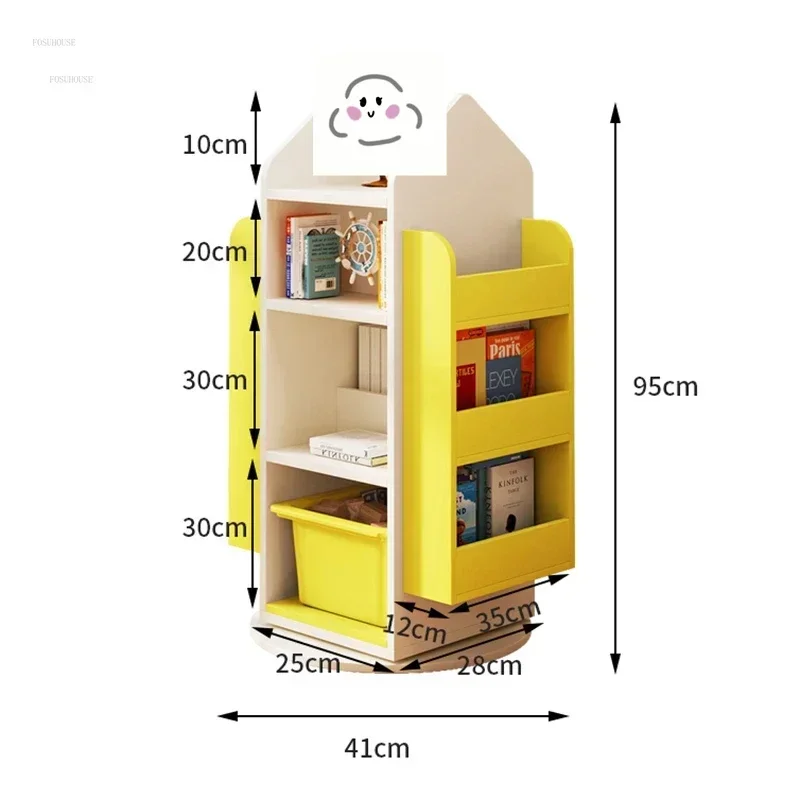Rotating Children's Bookcases Simple 360 Degree Bookshelves Floor Baby Toy Shelf Corner Reading Bookshelf Children's Furniture C