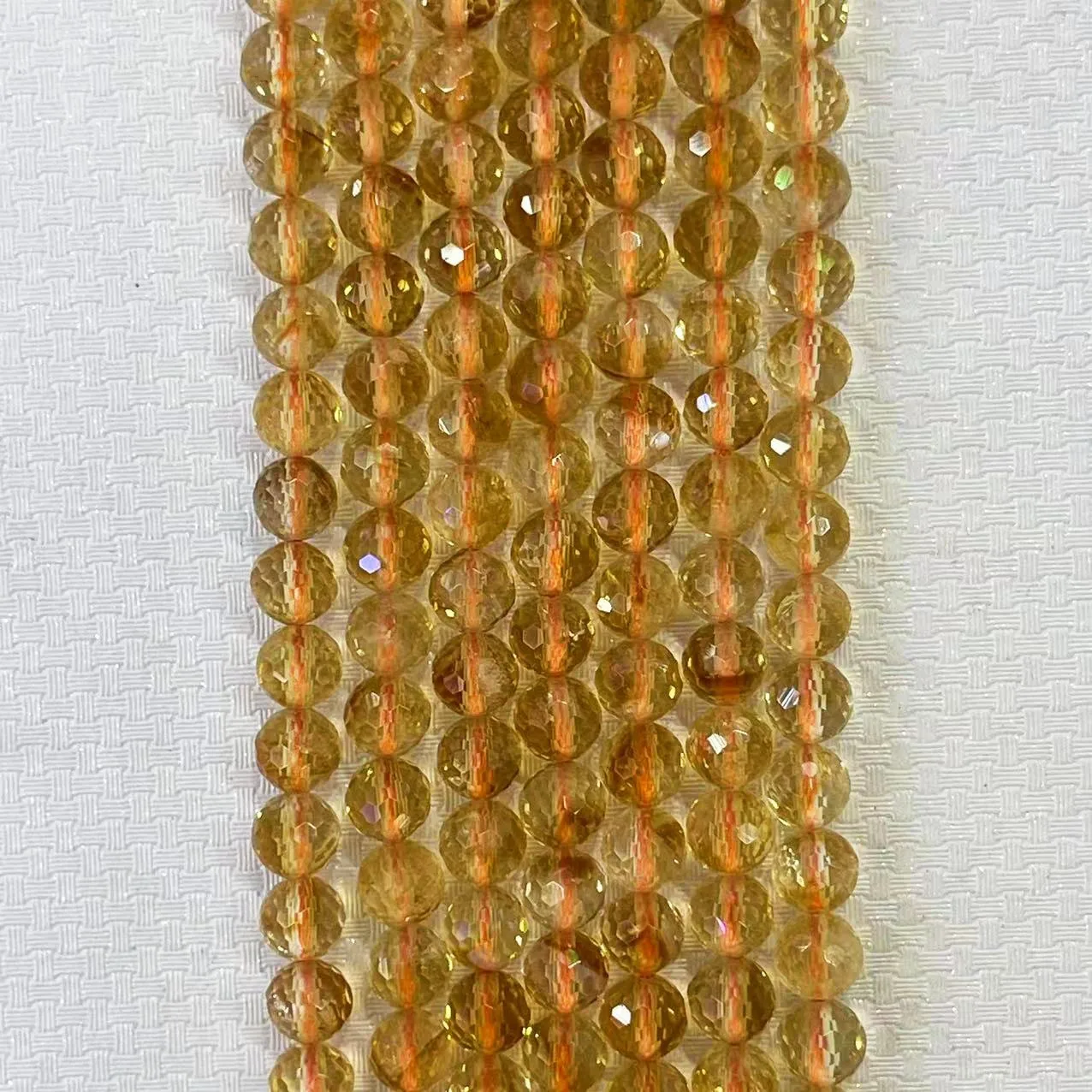 Pure Natural Citrine Stone Round Faceted Beads 6/8/10MM Loose Spacer Yellow Crystal Gem For DIY Jewelry Making Necklace Bracelet