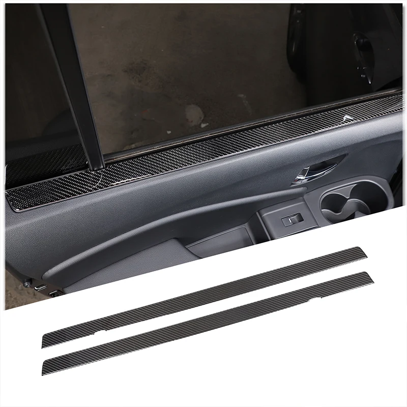 

For Honda Pilot 2015-2022 Car Rear Door Interior Window Trim Strip Sticker Soft Carbon Fiber Interior Accessories 2 Pcs