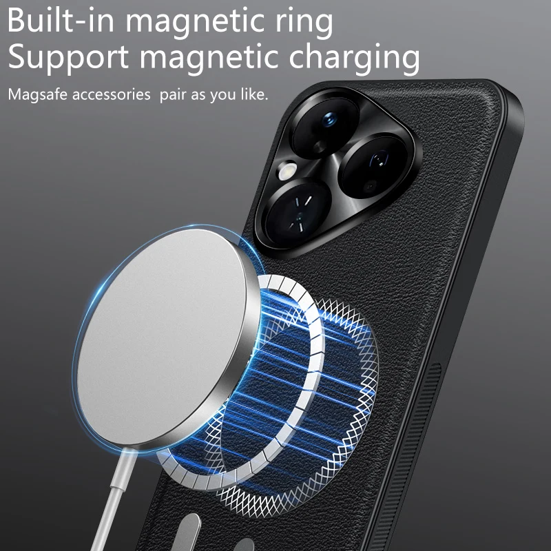 Leather Magnetic Phone Case with MagSafe Compatibility