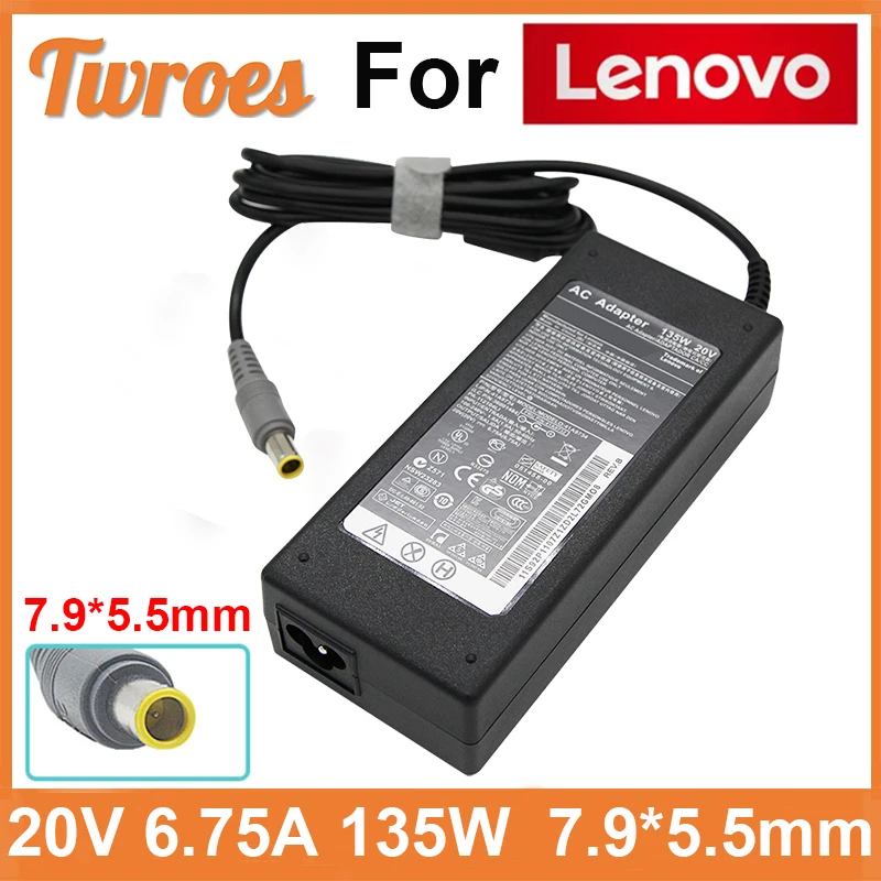 

20V 6.75A 135W 7.9x5.5mm AC Adapter Power Charger for Lenovo ThinkPad T430s T510 T530 T520 T520i W510 W520 W530 2P 45N005 Charge