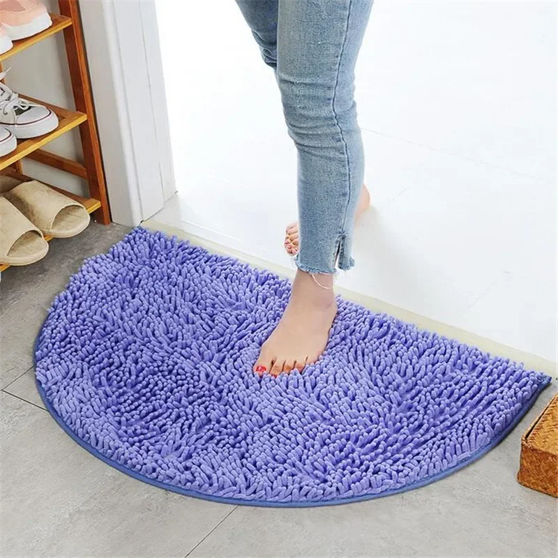 40×60CM Solid Half Moon Round Semi Circle Machine Washable Rubber Back Mat Home Bathroom Rug Bathroom mat set Ateez Christmas 2