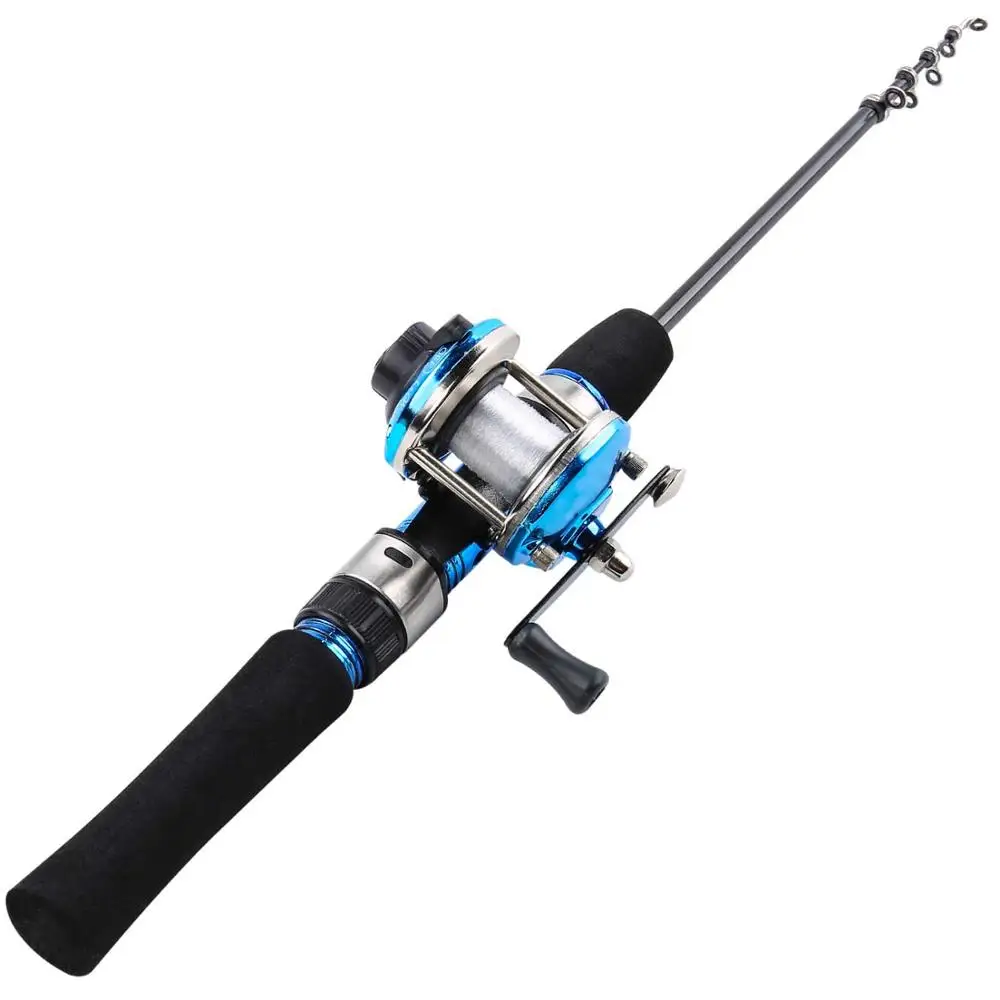 Sougayilang 1.2m Mini Ice Telescopic Carbon Ice Fishing Rod with Trolling Reel  Combo Portable Ice Fishing Reel Pole Sets Tackle - AliExpress