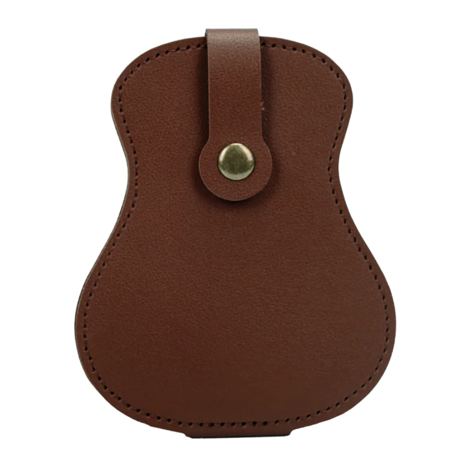 Gitarrenplektrum-Aufbewahrungstasche - Gitarrenförmige Tasche für 18 Plektren, Leicht zu Tragen, Leder-Plektrum-Etui aus Exquisitem Rindsleder B – Detail 12