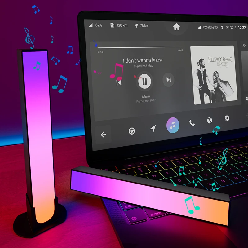 

Новинка, RGB-управление музыкой, светодиодное освещение, управление через приложение, звукосниматель, Голосовая активация, ритм, освещение s, цвет, окружающий светодиодный, Светодиодная панель, светильник
