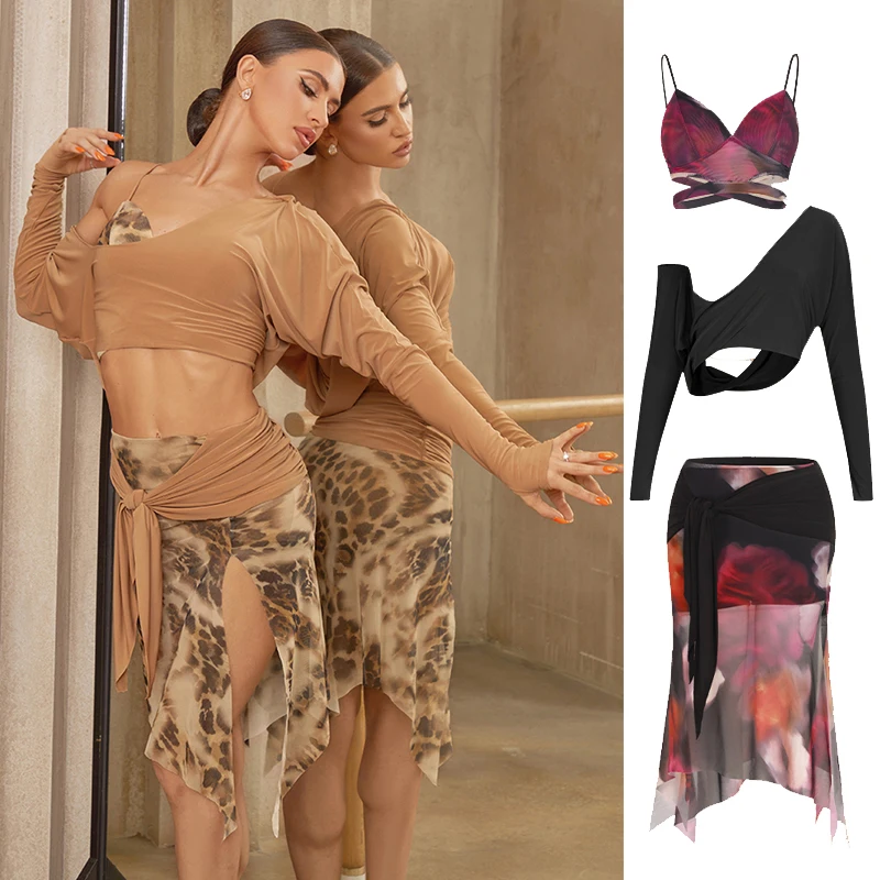 ZYMラテン練習着、2点セットアップ、茶色、Sサイズ Ads JAPAN レディースラテンウェア 2/4 ZYMラテン練習着、2点