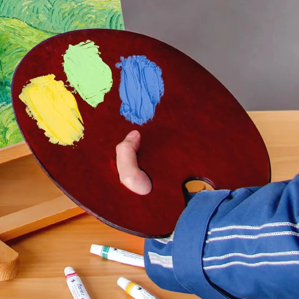 Paint Tray Oval/Square Wood Vintage Acrylic Color Mixing with Thumb Hole