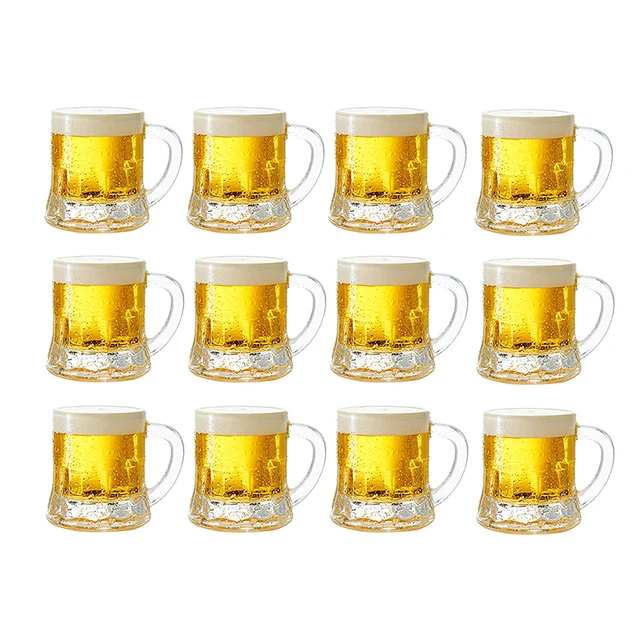 12pcs, Mini Beer Mugs Bulk Shot Glasses, Beer Glasses, Small Clear Beer  Stein With Handles Mini Tasting Whiskey Cups For Drinking Beer Festival  Birthd