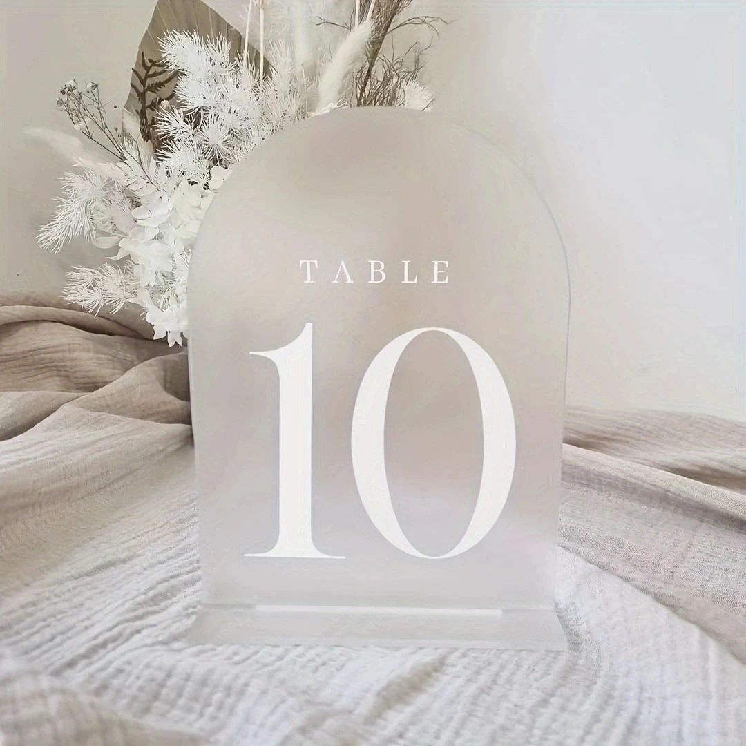 Frosted Arch Wedding Table Numbers 1-20 with Stands Acrylic Signs and Holders Perfect for Centerpiece Reception Decoration wedding table numbers acrylic sign holders