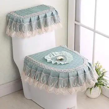 Bathroom Fashion Heart ShapeToilet Cover Dust Cover Fabric Three-piece Toilet Seat Dustproof Toilet Cover Accessories