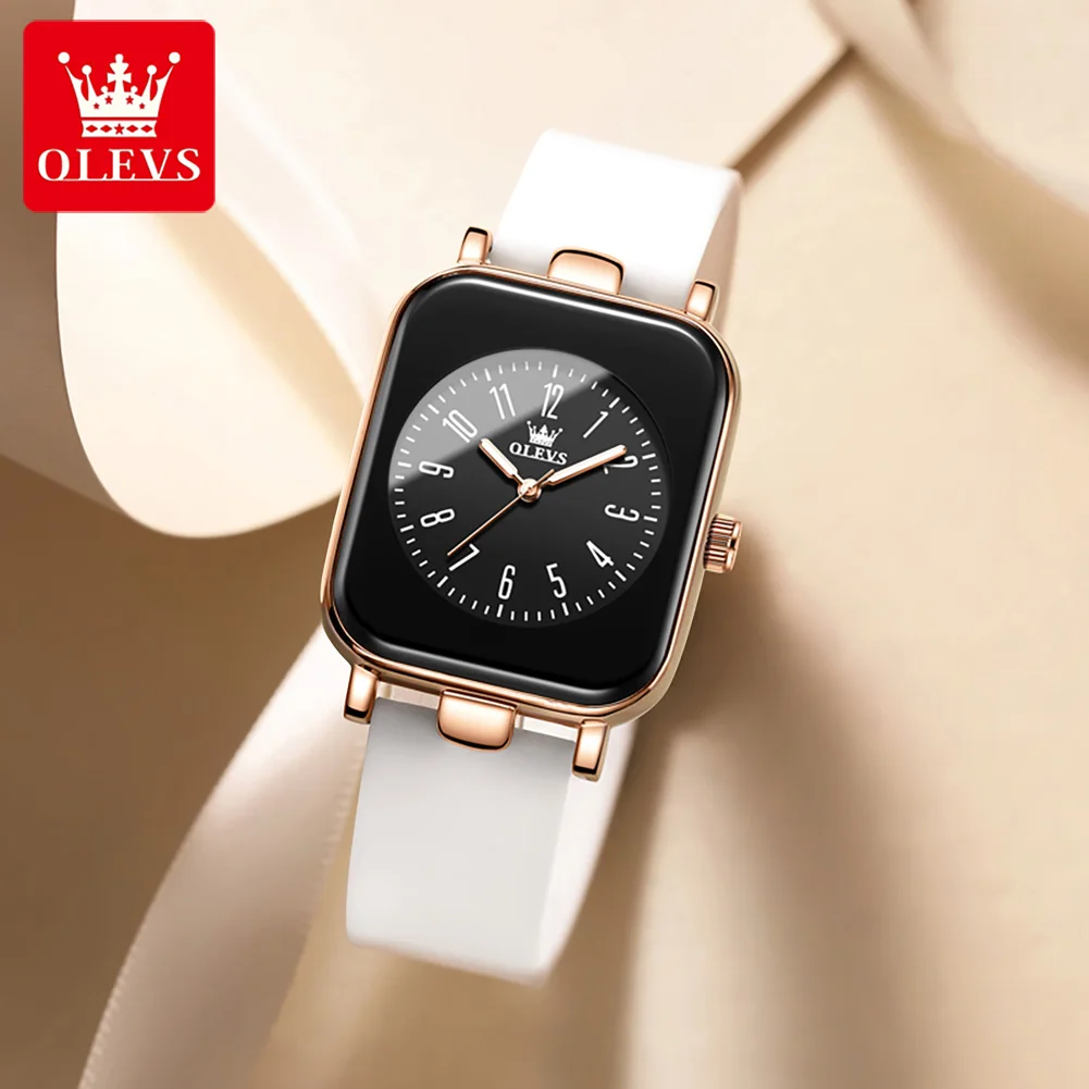 OLEVS Fashion Square Quartz Watch for Women Sports Silicone Strap Waterproof Womens Watches Top Brand Luxury Relogio Feminino
