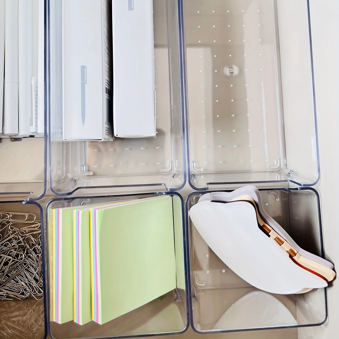 6pcs - Clear Plastic Makeup Organizer Cosmetic Storage Box Makeup Brush Holder Stationery Storage Pen Holder Lipstick Display 5