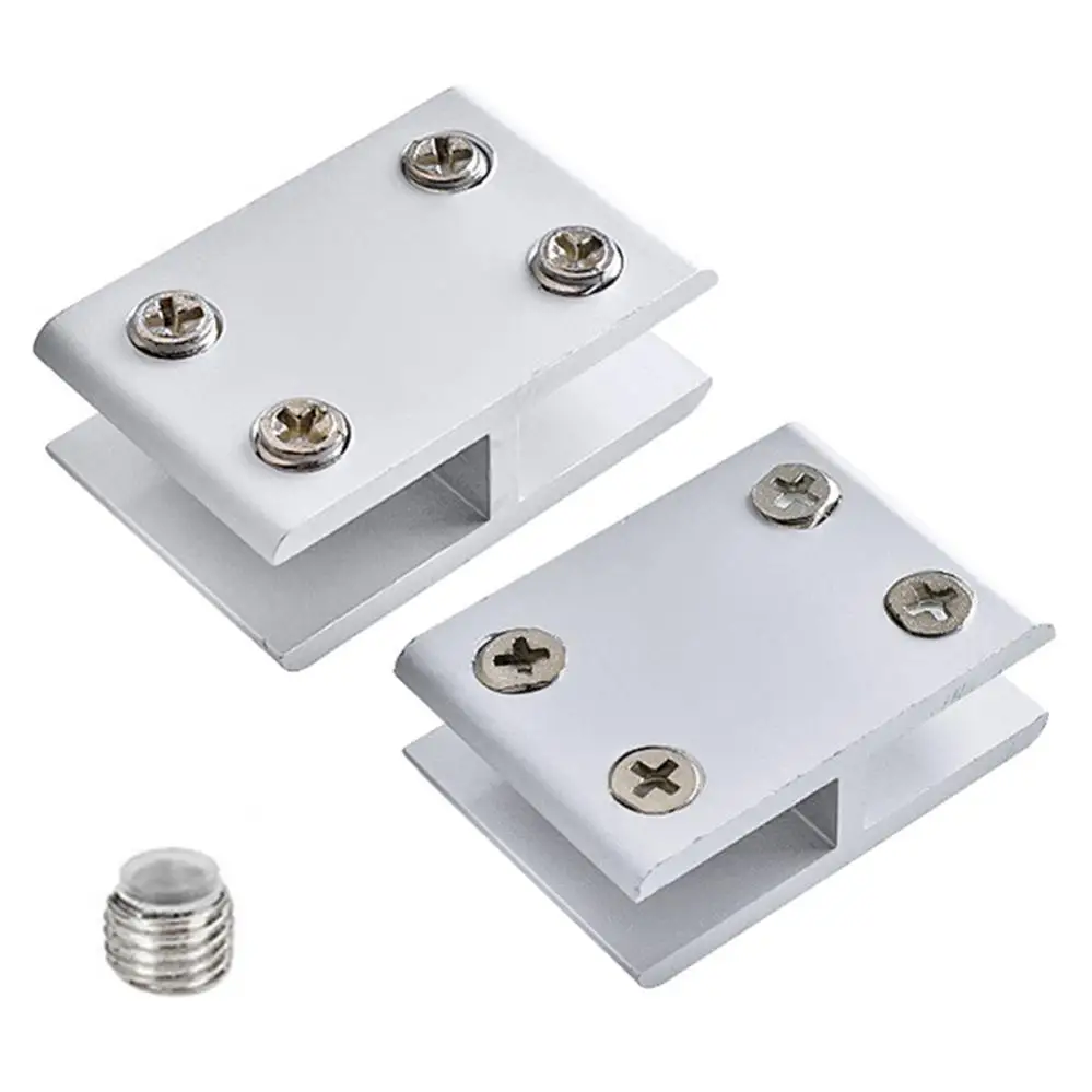 Glass Clip 1 Piece 180 Degree Adjustable Aluminum Alloy Glass Support Bracket 2 Sides Connected for Display Cabinets