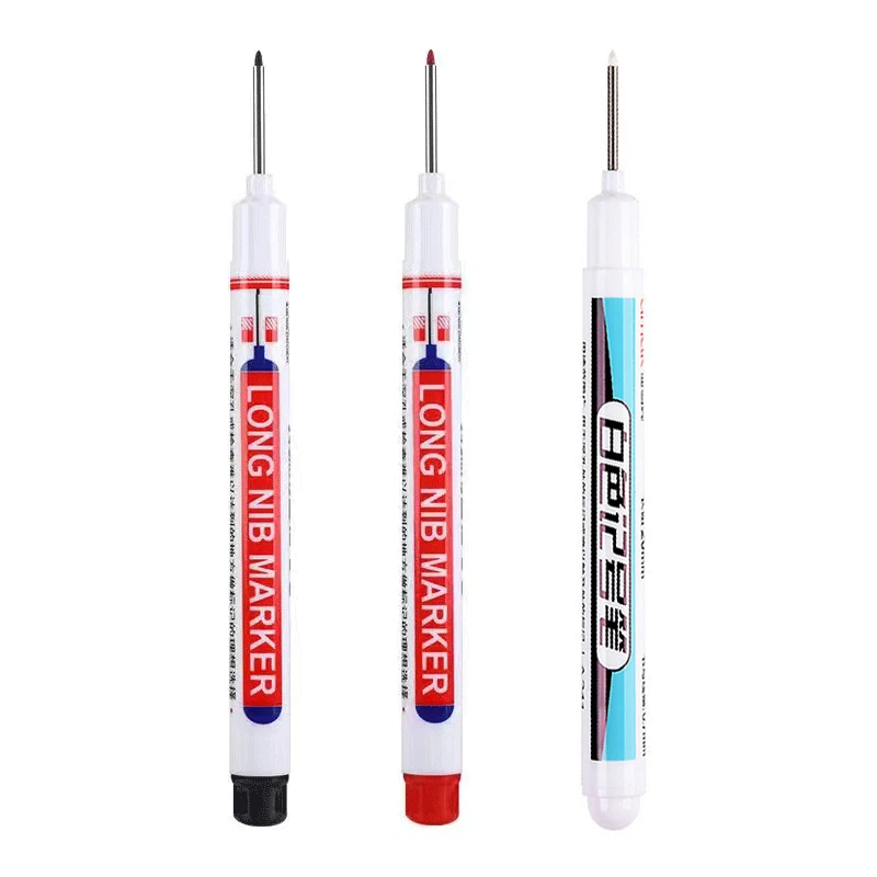 White Long Head markers pen Deep Hole Marker Pen Carpenter Pencil Bathroom Woodworking Decor Marking Pen Tool 20/30mm 3Pcs/set