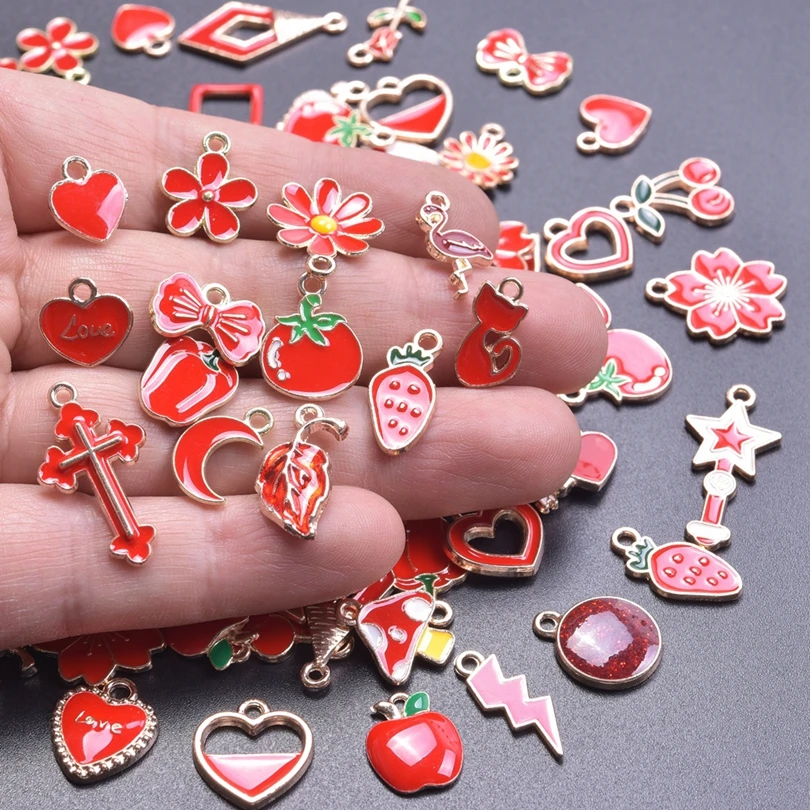

Red Cat Cross Enamel Charms Drop Oil Heart Moon Alloy Pendant Diy Craft Jewelry Making Kawaii Bracelets Earrings Girl Materials