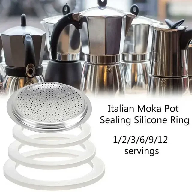 2PCS Silicone Moka Pot Seal Ring Stainless Steel Filter Coffee Pot Washer Gasket Ring Coffee Makers Accessories 4