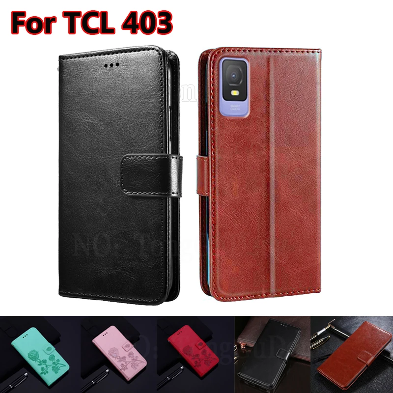 For Carcasas TCL 403 Mujer Case Luxury Leather Flip Wallet Phone Cover For  Estuches TCL 403 TCL403 TCL 6.0Etui with Card Pocket