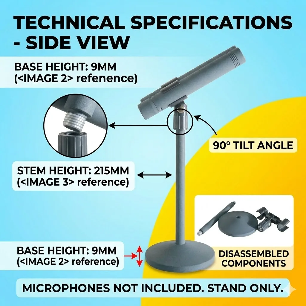 쇼프스 스테레오 마이크 홀더용 듀얼 마이크 스탠드, 조절 가능한 클립, XY ORTF 및 전문 스테레오 녹음 페어링에 이상적