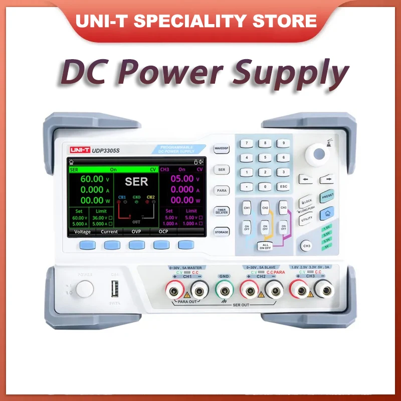 

UNI-T UDP3305S-E UDP3305S DC Power Supply Programmable Adjustable 4 Channels High Precision Laboratory 30V 5A Voltage Regulator