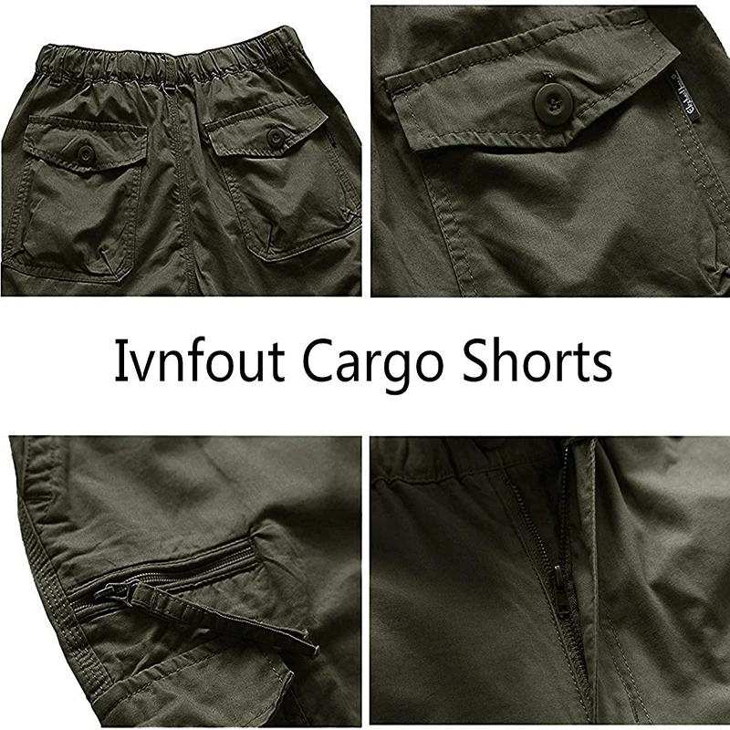 Men's Summer Shorts Multi-Pocket Cargo Pants Loose Wearable Cargo Pants Casual 7-Point Pants Military Camouflage Shorts