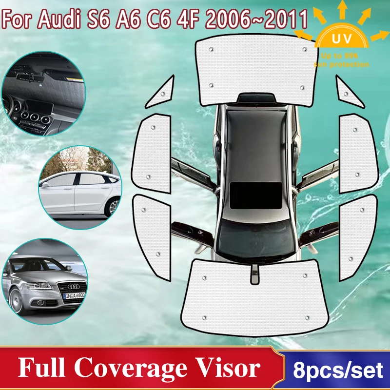 

Car Windshield Sunshades For Audi S6 C6 Accessories Audi A6 C6 4F 2006~2011 Windows Sun UV Protection Visor 2007 2008 2009 2010