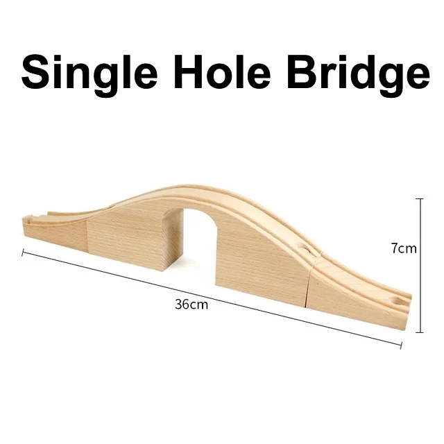 Wooden Railway Track Accessories Set with Bridge and Tunnel