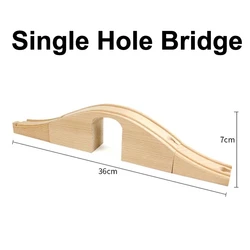 Wooden Railway Track Accessories Set with Bridge and Tunnel (Single hole bridge)
