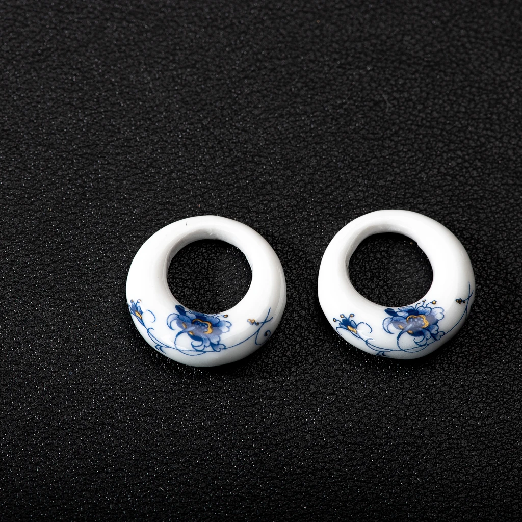 2 stücke Keramik Applique Anhänger Halskette Ohrring Schmuck, Der Porzellan Zubehör Kralenset Voor Sieraden Maken Z675 – Detail 8