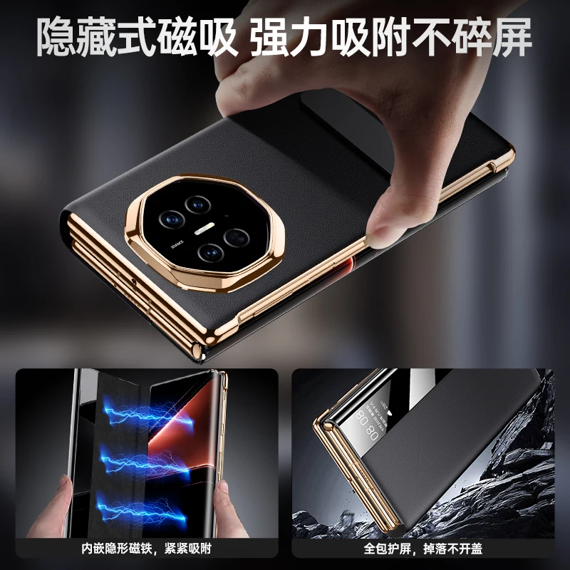 Magnetic Luxury Leather Phone Case with Rotating Kickstand Cover