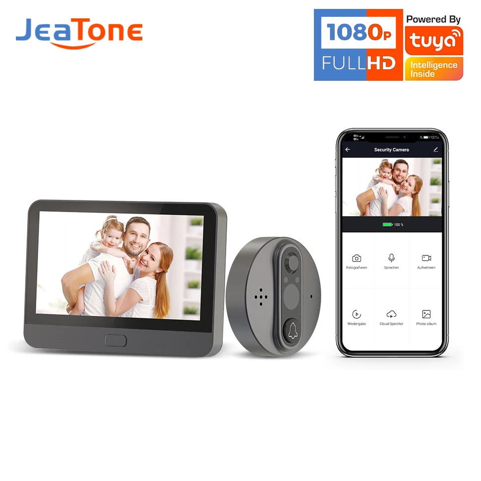 door video intercom 【1080P Tuya】Jeatone Smart Video Doorbell WiFi Video Peephole APP Remote Dual-Way Conversation Smart Video Doorbell WIreless WiFi wireless door intercom Door Intercom Systems