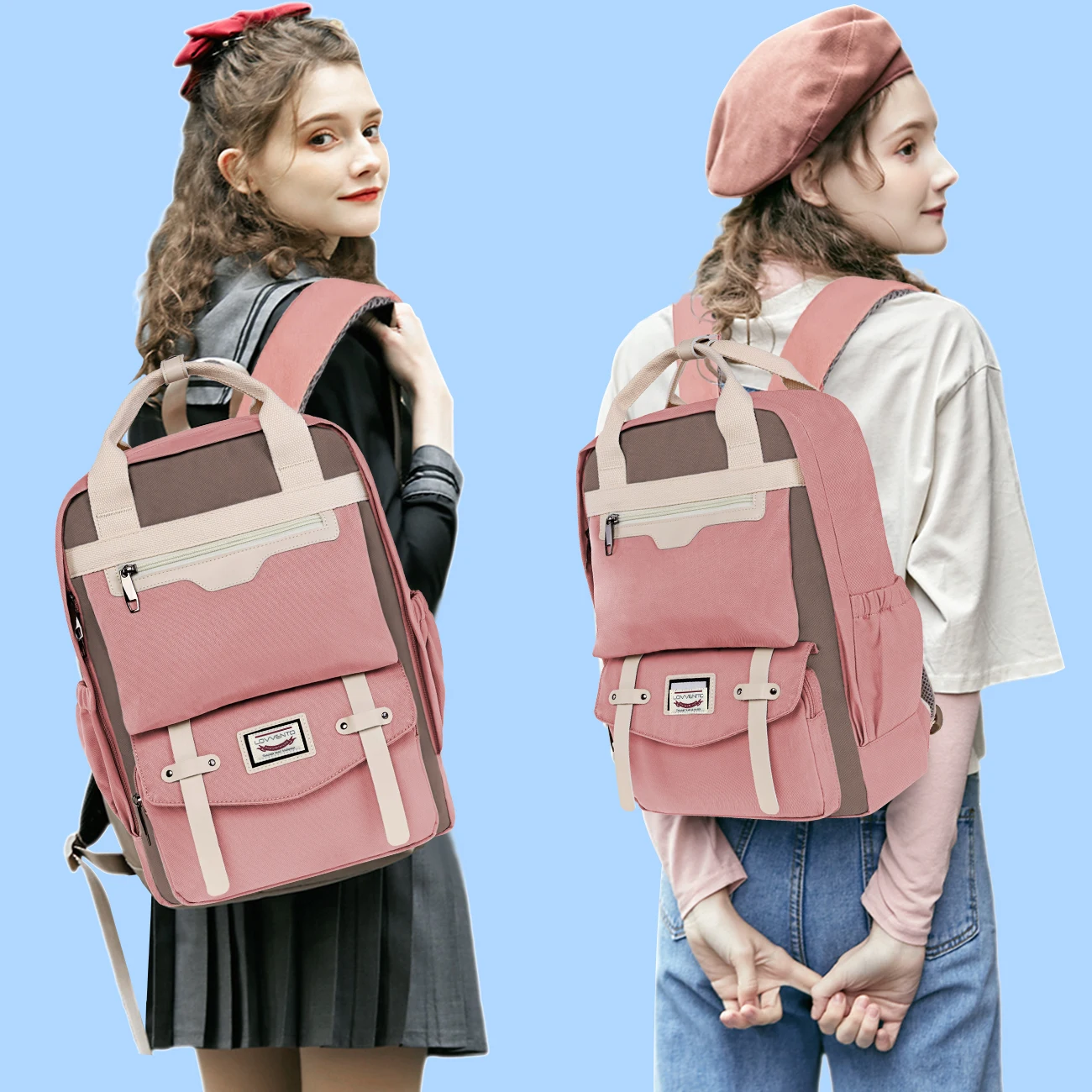 Fashion Casual Backpack Big Capacity Student Casual School Bag Daily Travel Bags Patchwork Color Shoulder Bag