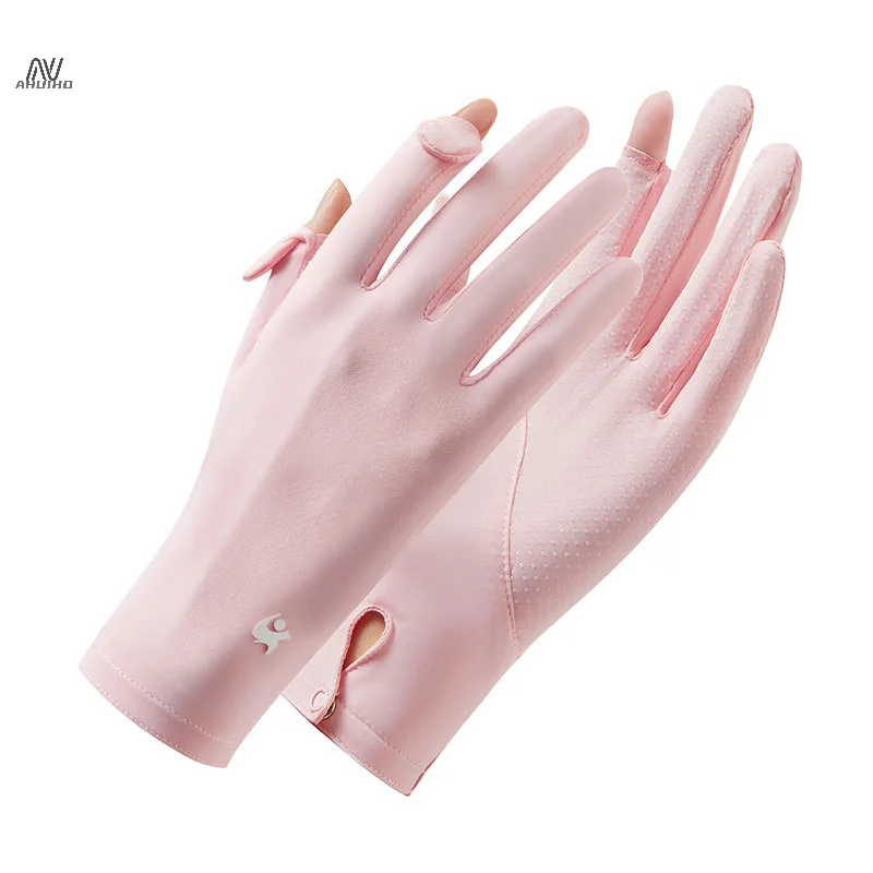 

Summer New Sunscreen Gloves For Women Solid Color UV Protection Ladies Gloves Outdoor Driving Antiskid Fingertip Flap Mittens