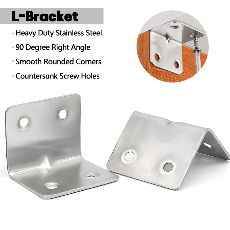 10/20/50Pcs Stainless Steel Angle Code Laminate Holder Laminate Connector L-Shaped Right Angle Bracket 90 Degree