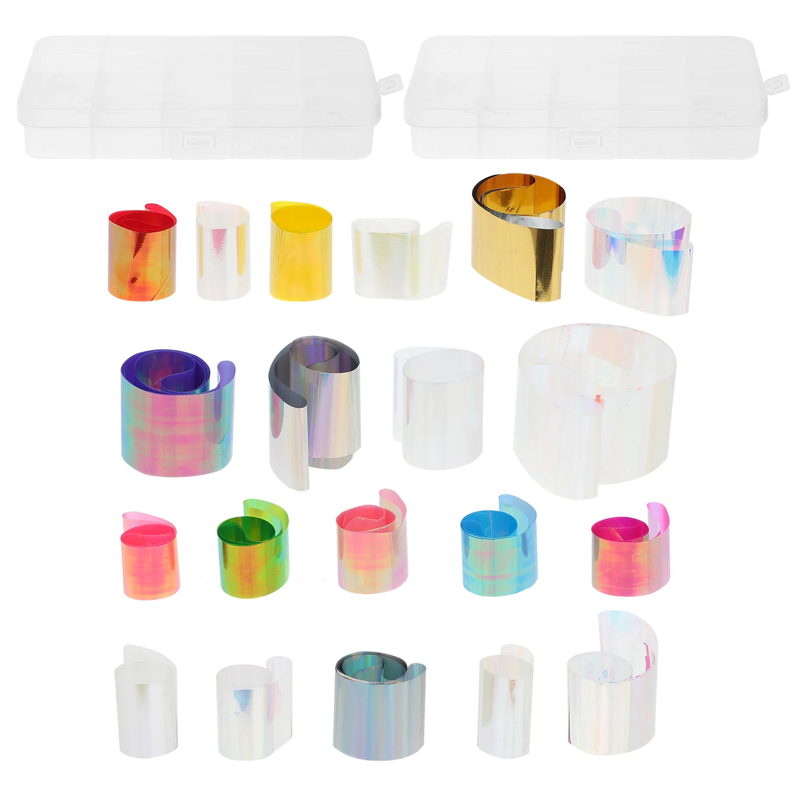 

2 Set Nail Glass Cellophane Paper Mixed Colors Foils Nail Stickers DIY Holographic Glitter Film for DIY Nail