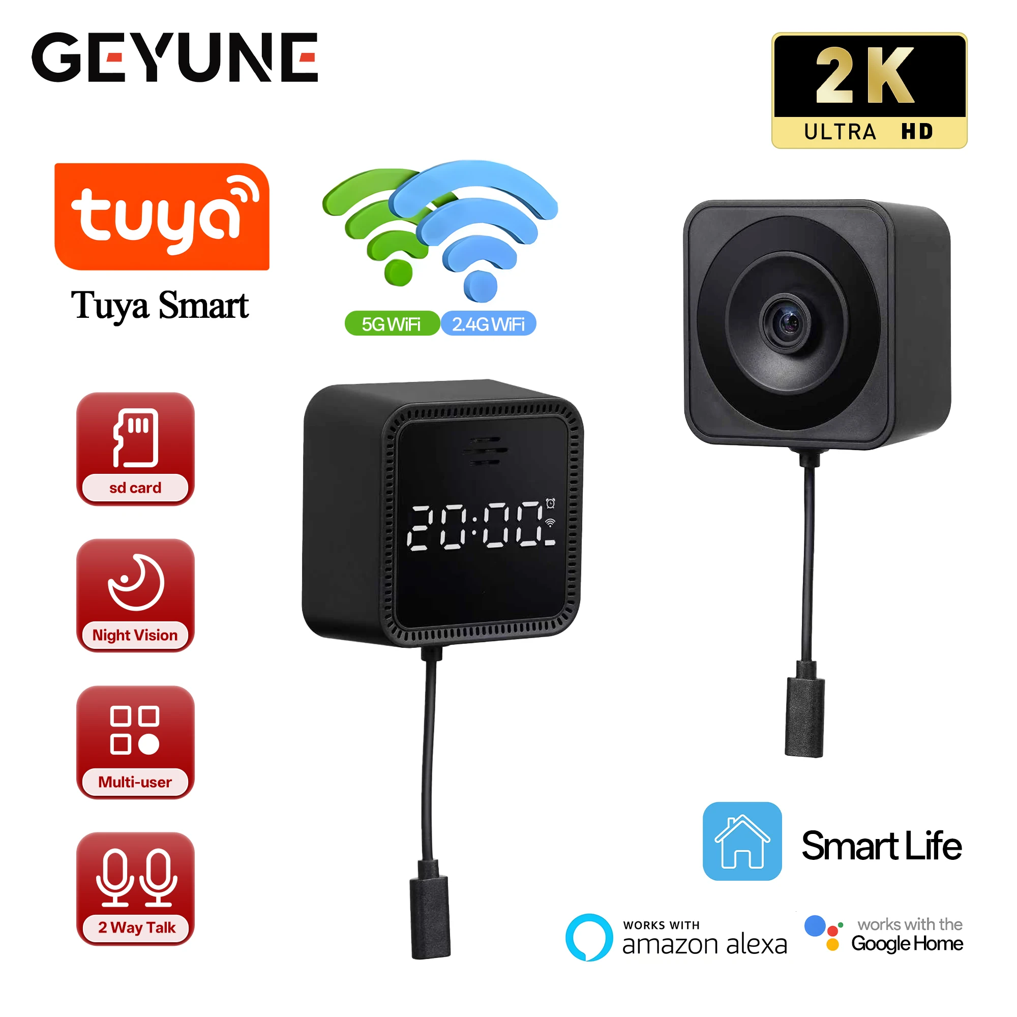 Tuya Smart Window Camera Indoor 5G Wifi Security Camera Night Vision Ai Detection With Time Display 24/7 Recording Surveillance 1