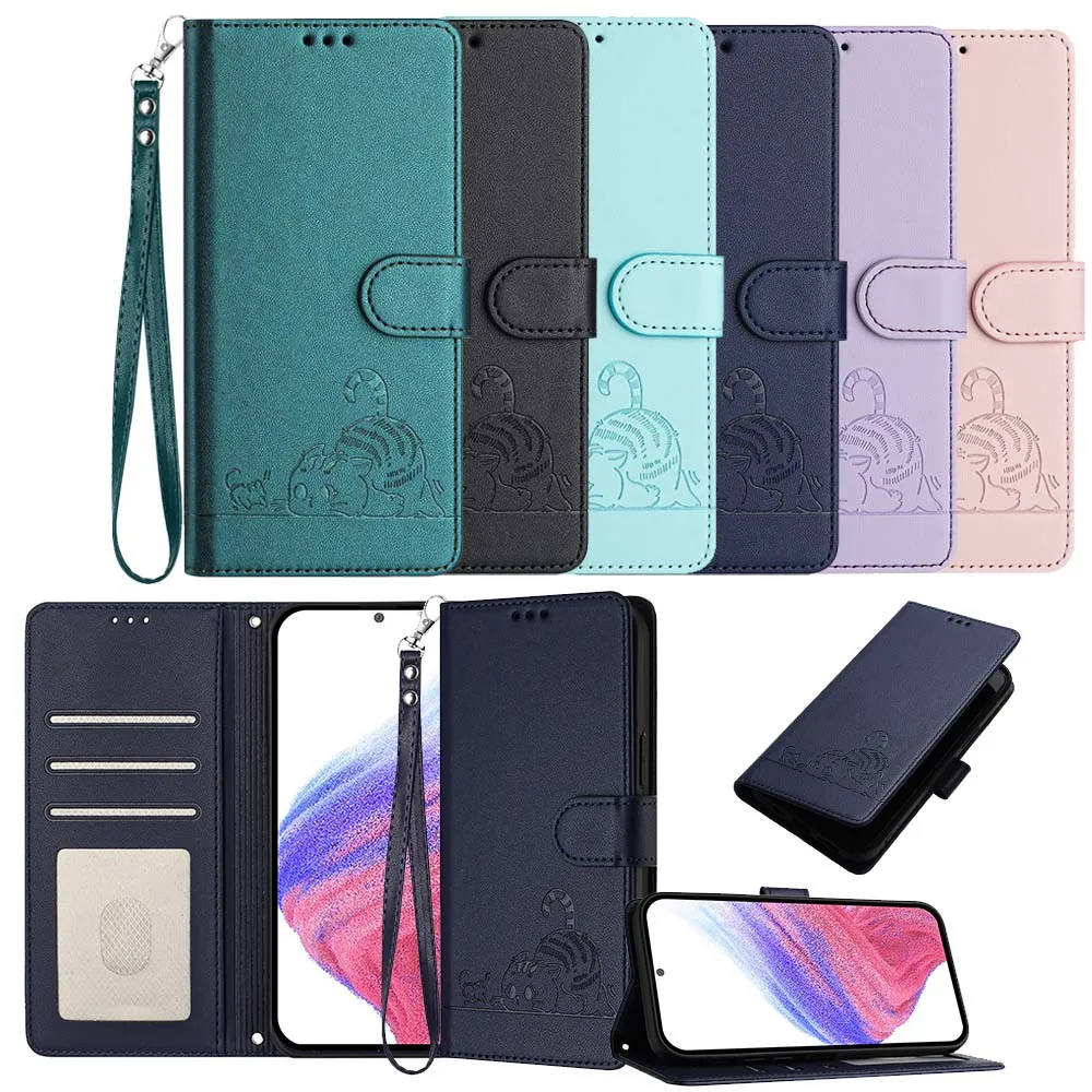 Cute Cat Pattern Wallet Flip Case with Smart Card Slots