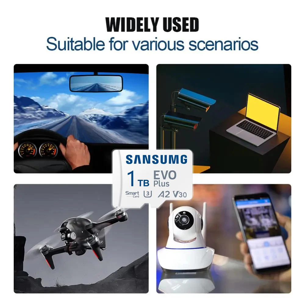 Micro SD Card SANSUMG U3 High Speed 1TB A2 2TB 64GB Camera Phone UAV Adapter