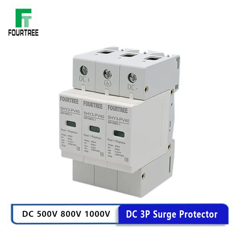 Dc Spd Protezione Da Sovratensione Solare 2P 500V 600V 800V 1000V Scaricatore Di Potenza Esterno Dispositivo Di Protezione Contro I Fulmini 10-20/20-4