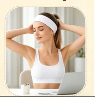 Women White Elastic Yoga Headband Soft Non-slip Sweat Absorbing Hairband Face Wash Makeup Sports Headscarf Autumn Winter Outdoor College Party Travel Hair Accessories